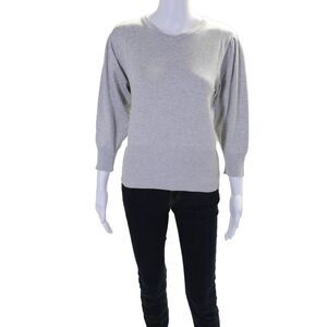 Survival Womens Gray Crew Neck Puff 3/4 Sleeve Pullover Sweater Top Size M